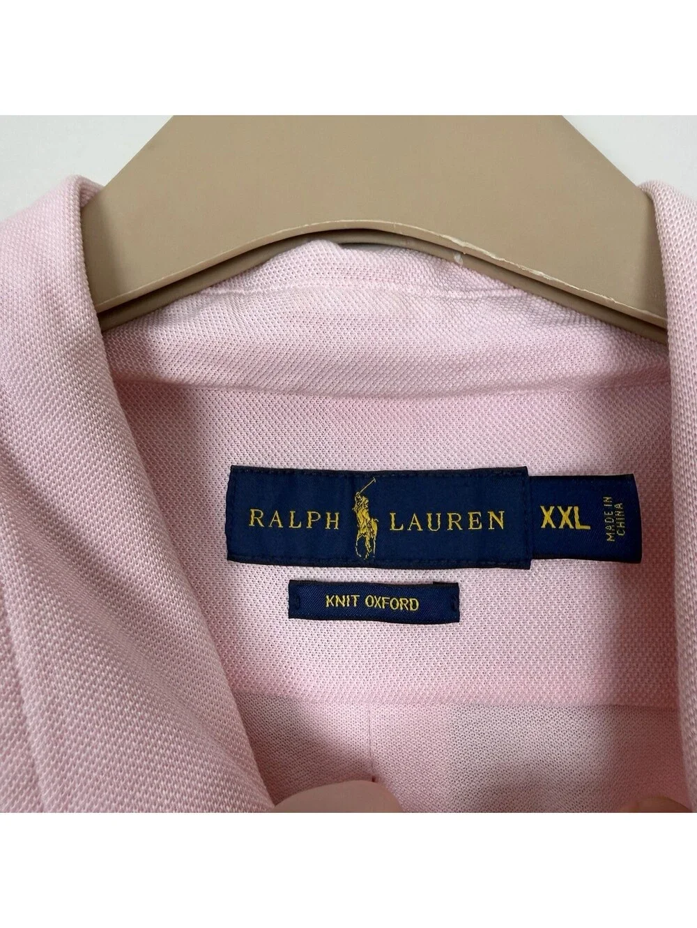 Ralph Lauren Polo Shirt Men 2XL Pink Knit Oxford Pony Casual Short Sleeve Preppy